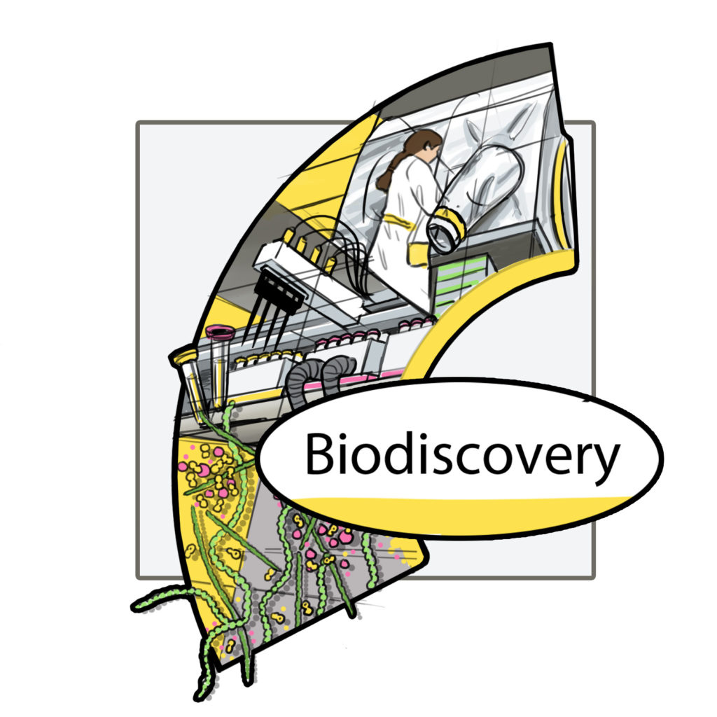 Illustration of the Biodiscovery Platform. Illustrated by Haans Design.