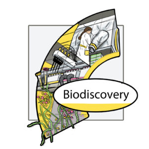 Illustration of the Biodiscovery Platform. Illustrated by Haans Design.